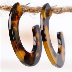 Yellow Tortoise Shell Acrylic Hoop Earrings